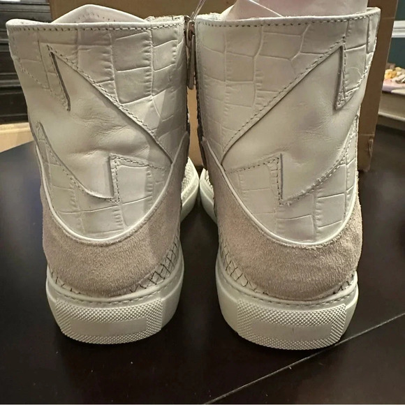 NIB Zadig & Voltaire High Flash Keith Leather Sneaker White Snake Croc Suede 38 - Picture 8 of 13